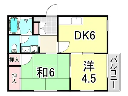 タンポポハイツII(2DK/2階)の間取り写真