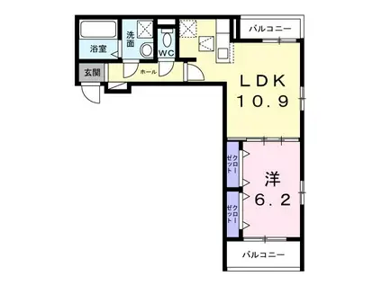 エクラ宝塚(1LDK/1階)の間取り写真