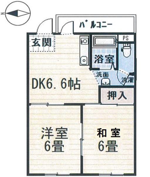 エヌ・ビレッジ(2DK/4階)の間取り写真