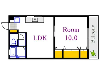 井原ビル(1LDK/6階)の間取り写真