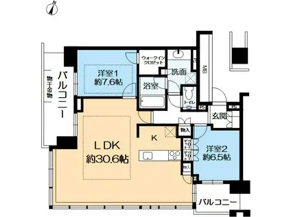 BRILLIATOWER箕面船場TOP OF THE HILL(2LDK/15階)の間取り写真