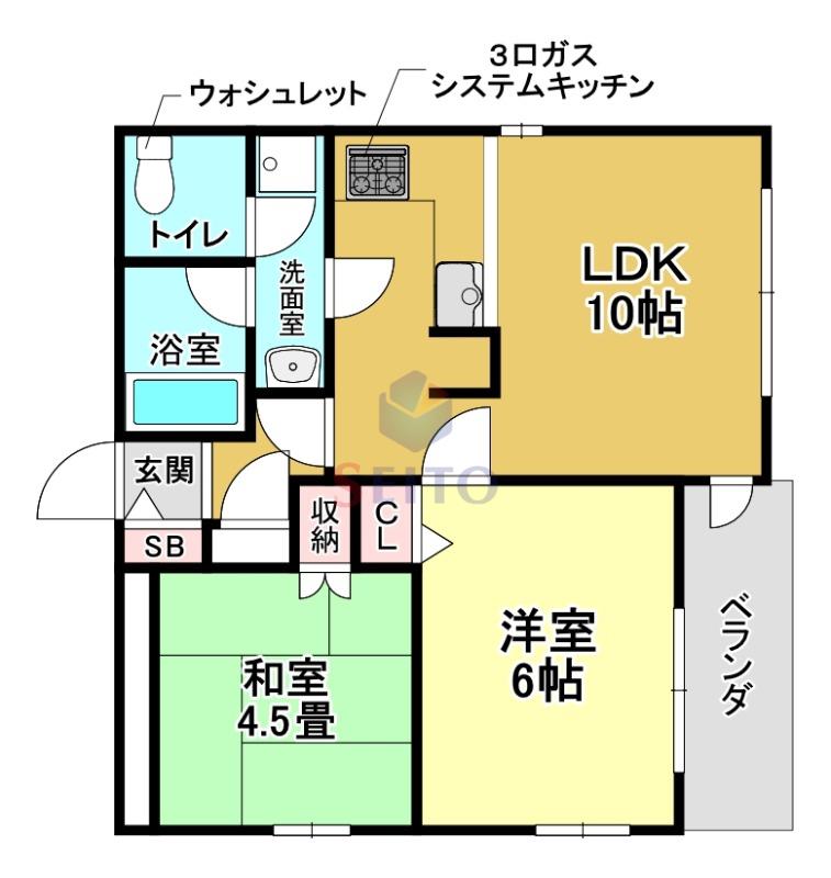コート桜塚(2LDK/3階)の間取り写真