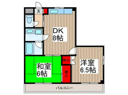 コーポ川島(2DK/1階)の間取り写真