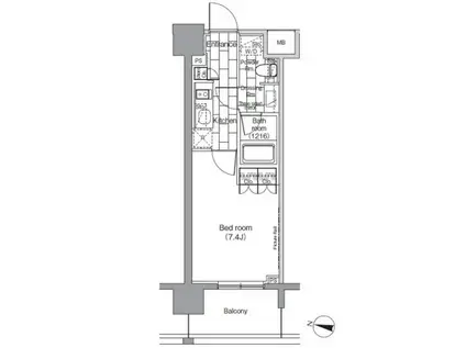 パークハビオ恵比寿(1K/2階)の間取り写真