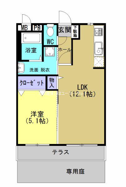 モンテピノ(1LDK/1階)の間取り写真
