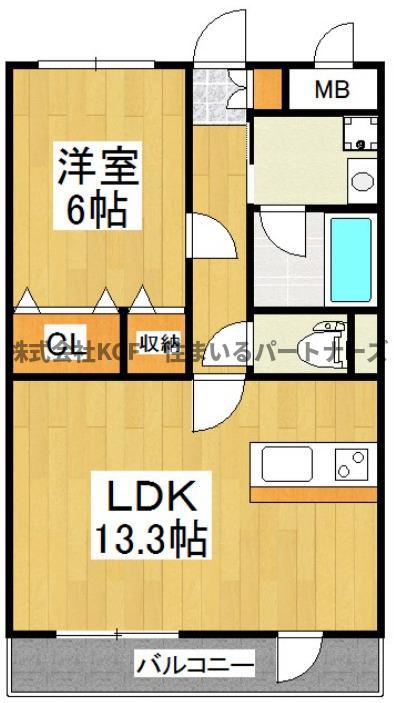 ドゥブラン上津(1LDK/1階)の間取り写真