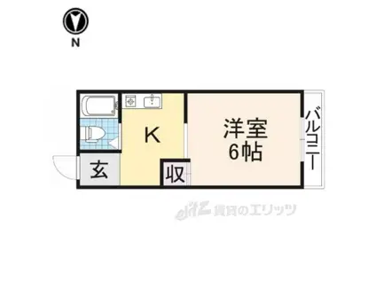 氷室第一ハイツ(1K/3階)の間取り写真