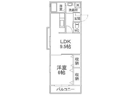 パールコート中田(1LDK/2階)の間取り写真