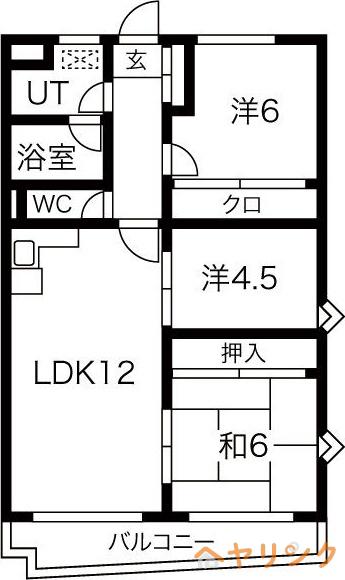 ロアール赤池(3LDK/4階)の間取り写真