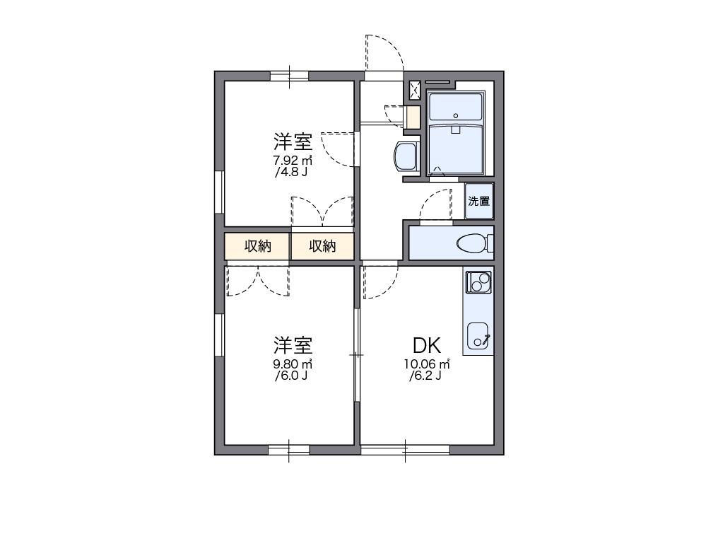 レオパレスサーナ(2DK/1階)の間取り写真