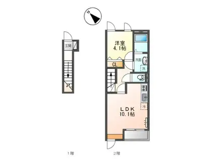 ラ ルーチェM(1LDK/2階)の間取り写真
