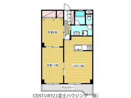 フェンネル鵠沼(2LDK/3階)の間取り写真