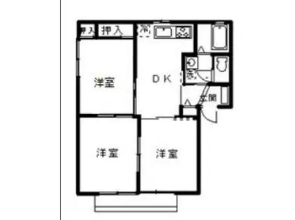 グランツフォースト B棟(3DK/2階)の間取り写真