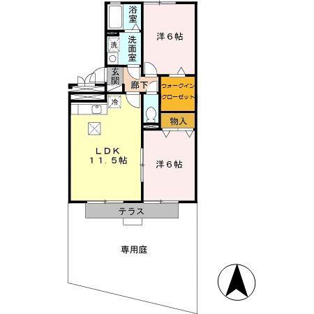 アンダンテ(2LDK/1階)の間取り写真