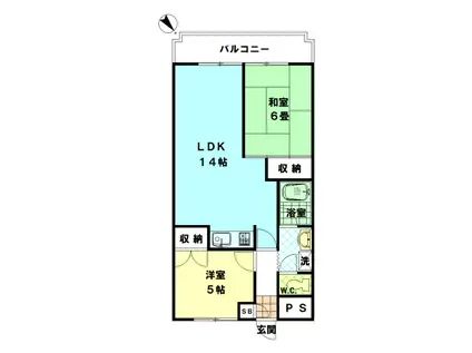 サンパーク三園(2LDK/4階)の間取り写真