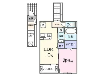 豊橋鉄道東田本線 運動公園前駅(愛知) 徒歩24分 2階建 築1年(1LDK/2階)の間取り写真