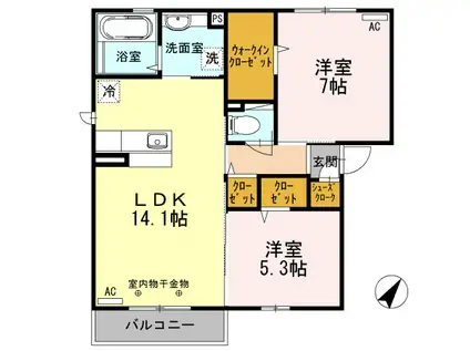 ブランディア(2LDK/2階)の間取り写真