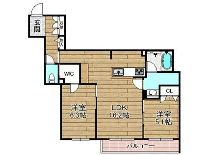 シャーメゾン エヌーノ(2LDK/2階)の間取り写真