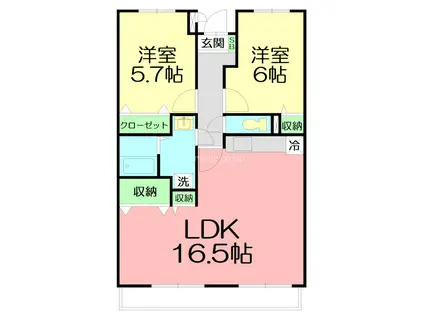 サンセールシマダ(2LDK/3階)の間取り写真