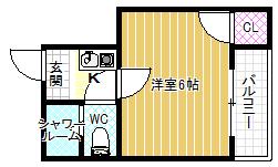 ローレルハイツ(1K/1階)の間取り写真