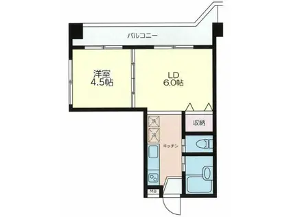 ワイケービル(1LDK/3階)の間取り写真
