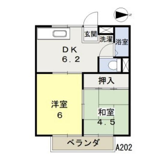 コーポ山陽A棟(2DK/2階)の間取り写真