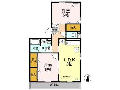 セジュールオッツSからさわ(2DK/1階)の間取り写真