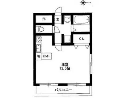 グランドール姫路(ワンルーム/4階)の間取り写真