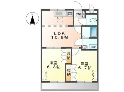 エクセレンスハイム王今(2LDK/1階)の間取り写真