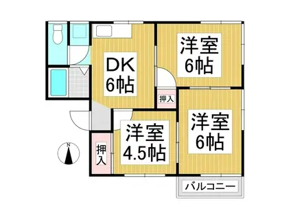 アトゥレー若葉I(3DK/2階)の間取り写真