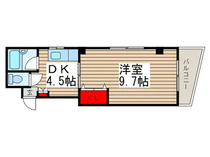 アクシス根本(1DK/3階)の間取り写真