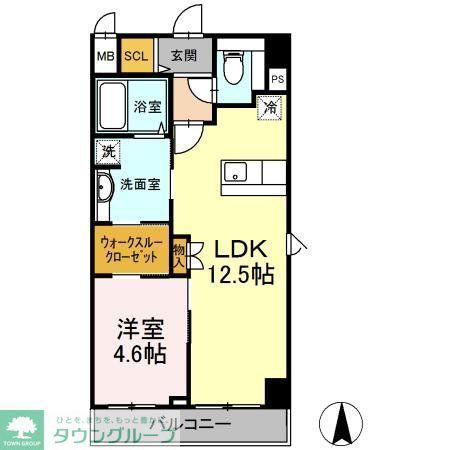 セレース川崎大師(1LDK/2階)の間取り写真