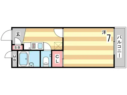 レオパレスデュオ六甲道(1K/3階)の間取り写真