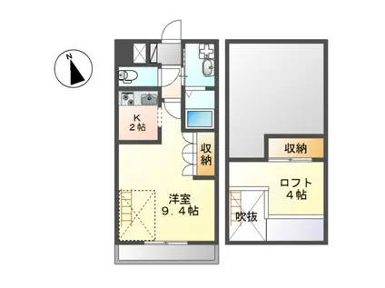 CHEZ-MOI千日(1K/2階)の間取り写真