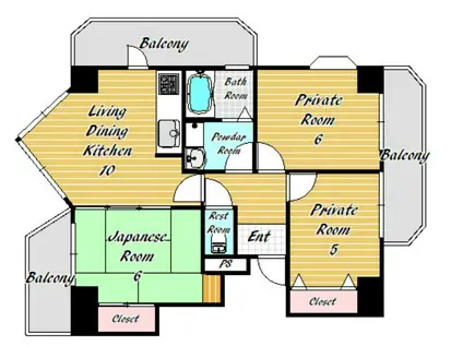 ル・パレ須磨(3LDK/8階)の間取り写真