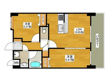 東明マンション壱番館(2LDK/6階)の間取り写真