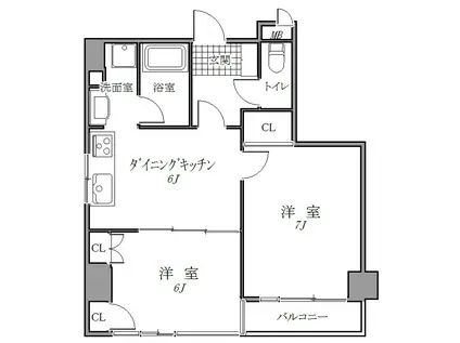 スクールサイド(2DK/5階)の間取り写真