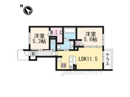 サザンクロス1番館(2LDK/1階)の間取り写真