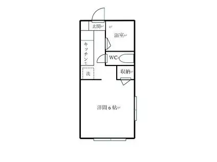 コーポ信和II(1K/1階)の間取り写真