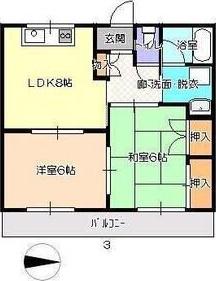 グレース犬山II(2DK/2階)の間取り写真