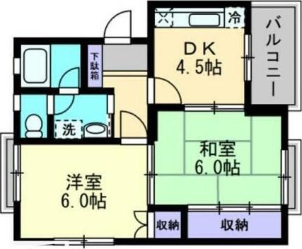柳ハイツ(2DK/3階)の間取り写真