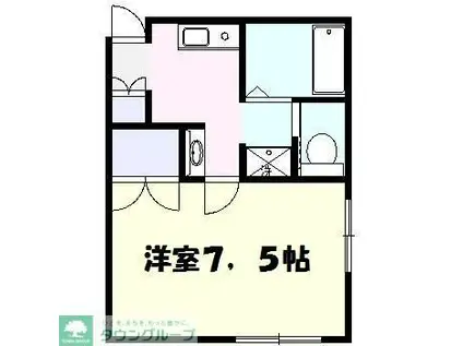 YKクラウン(1K/1階)の間取り写真