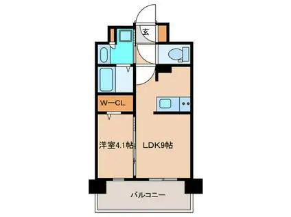 アクロス薬院グレイステージ(1LDK/2階)の間取り写真