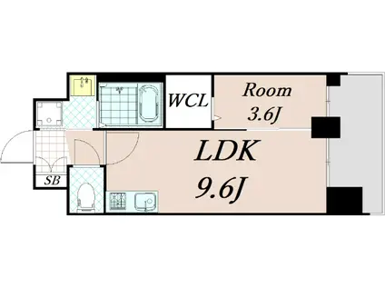 ソルテラス京都JUJO華(1LDK/7階)の間取り写真