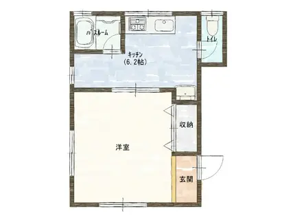 Yハイツ連取(1K/2階)の間取り写真