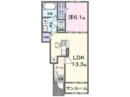 シェルト クレーテ津 A(1LDK/1階)の間取り写真