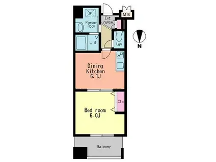 クレアールフレスカ(1DK/8階)の間取り写真