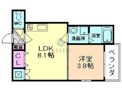 F ASECIA MIRA(1LDK/1階)の間取り写真