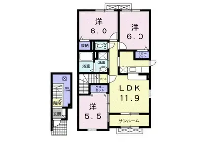 メゾンビューII(3LDK/2階)の間取り写真