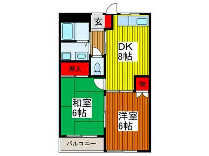 ヴィラ・シャンベール(2DK/2階)の間取り写真